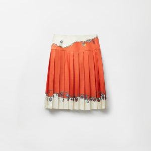 Printed Twill Silk Midi Skirt