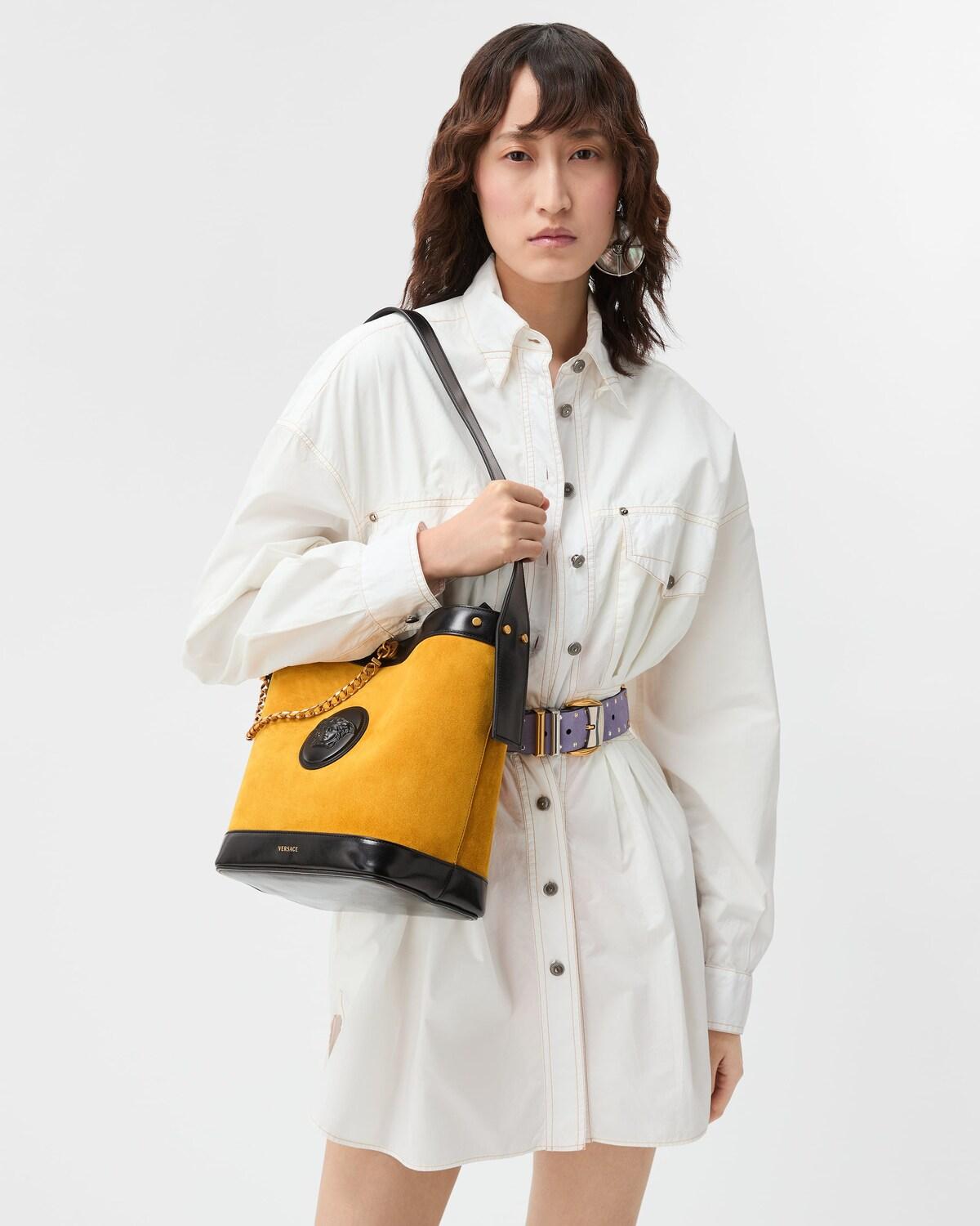Pivot Small Suede Bucket Bag - Image 2