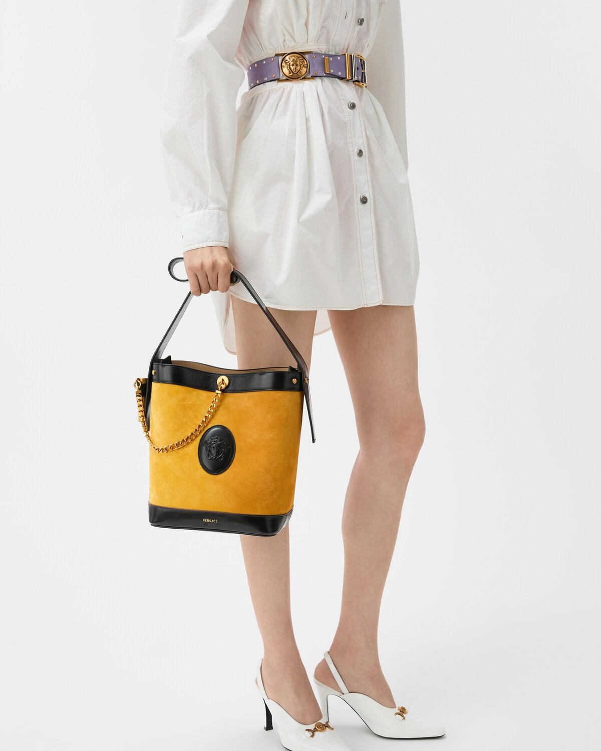 Pivot Small Suede Bucket Bag - Image 7