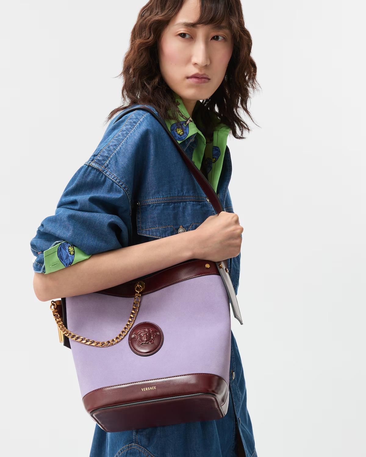 Pivot Small Suede Bucket Bag - Image 2
