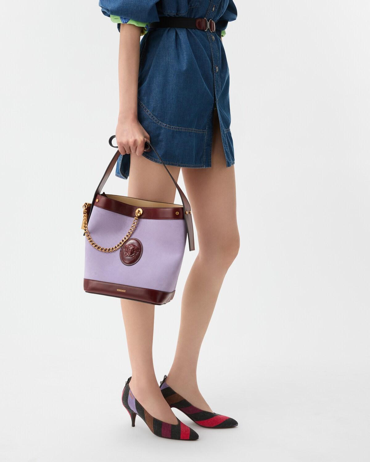 Pivot Small Suede Bucket Bag - Image 7