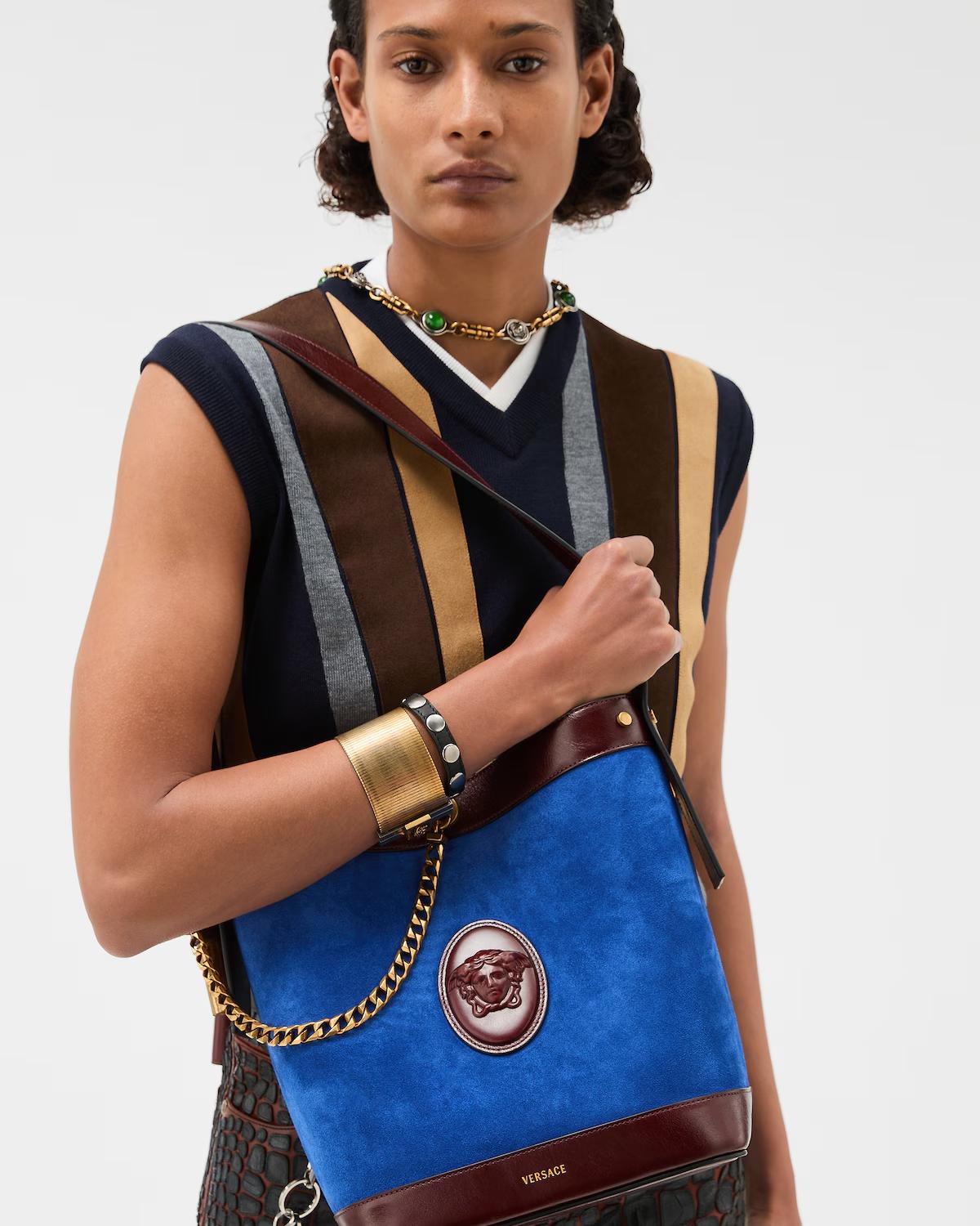 Pivot Small Suede Bucket Bag - Image 2