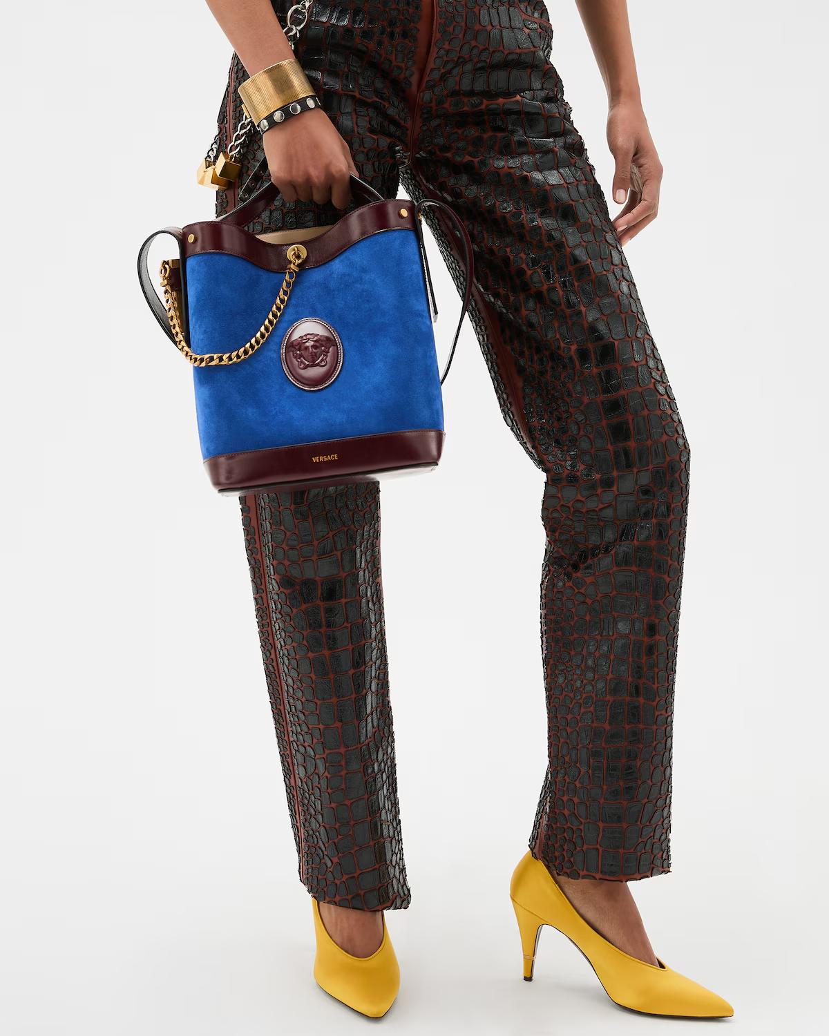Pivot Small Suede Bucket Bag - Image 7