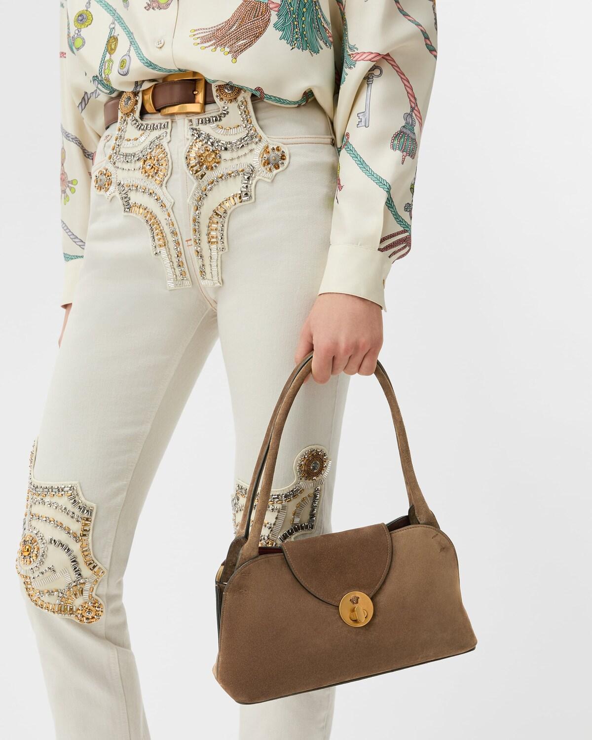 Vivian Small Suede East/West Shoulder Bag - Image 7