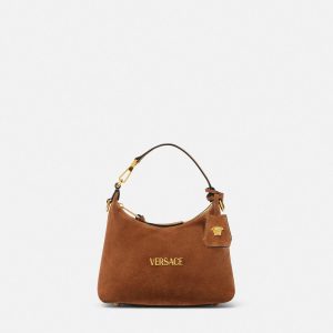 Versace Tag Suede Hobo Bag