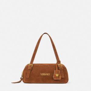Versace Tag Suede Bowling Bag