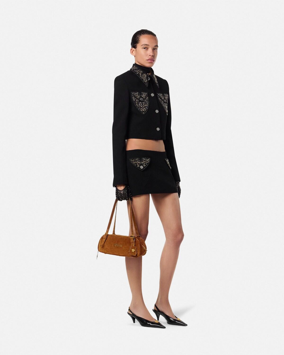 Versace Tag Suede Bowling Bag - Image 3