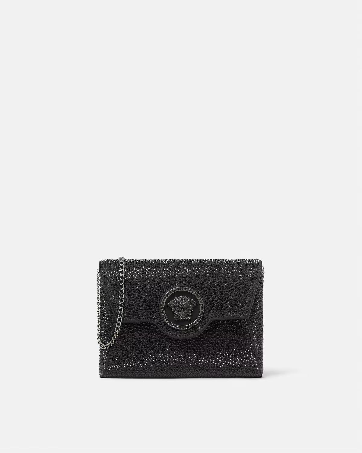 La Medusa Embellished Satin Clutch