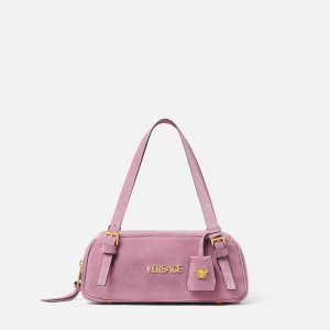 Versace Tag Suede Bowling Bag