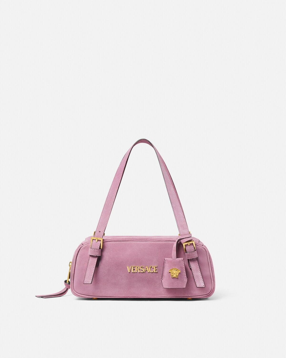 Versace Tag Suede Bowling Bag