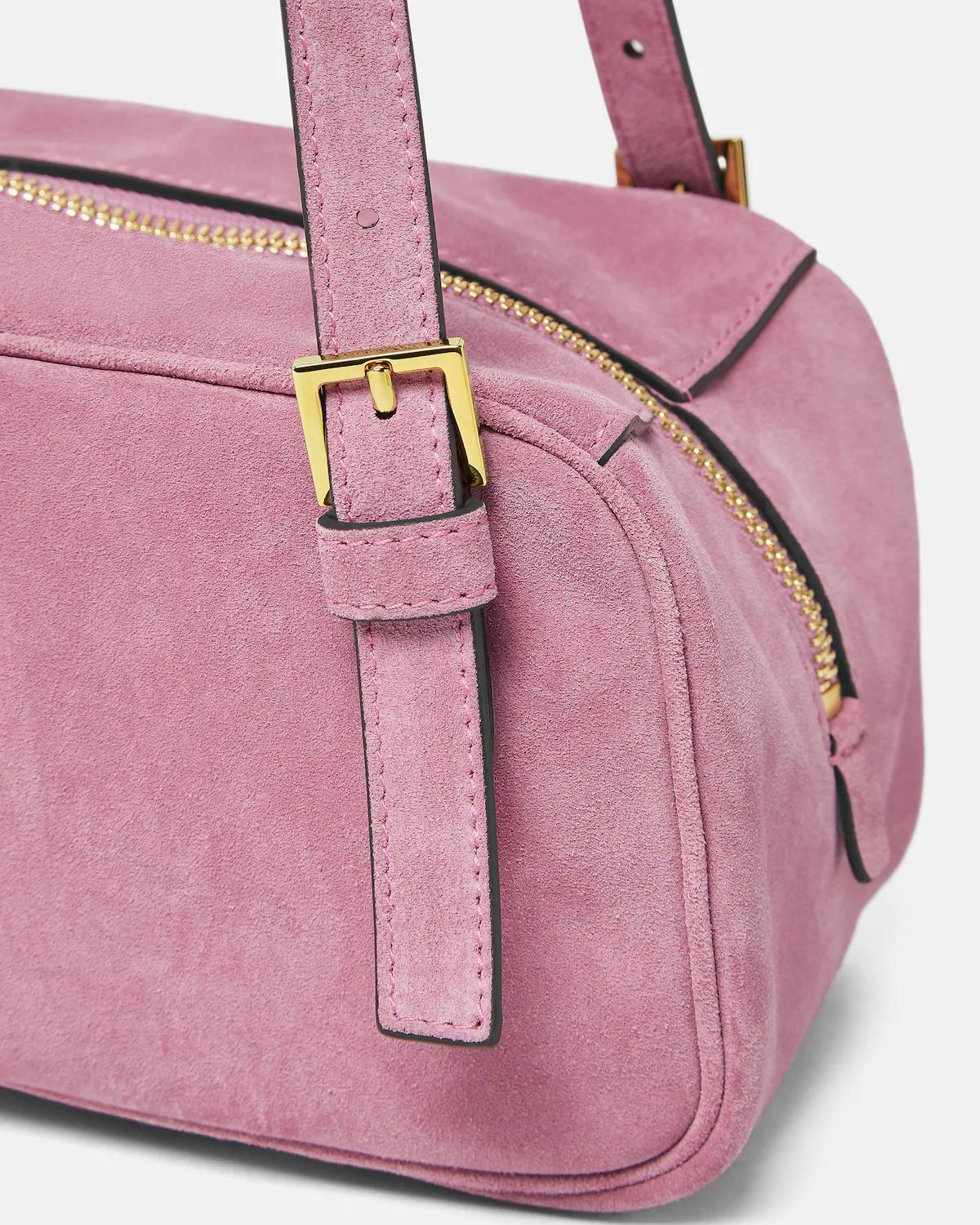 Versace Tag Suede Bowling Bag - Image 5