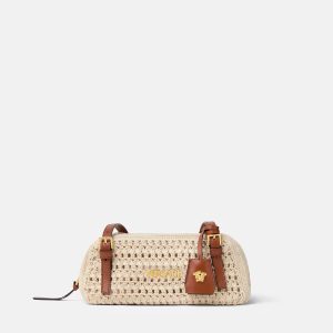 Versace Tag Raffia Bowling Bag