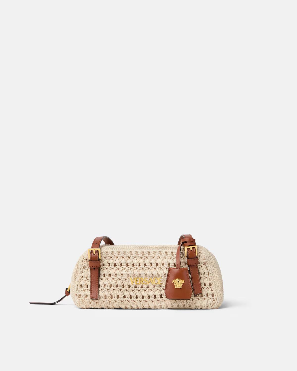 Versace Tag Raffia Bowling Bag