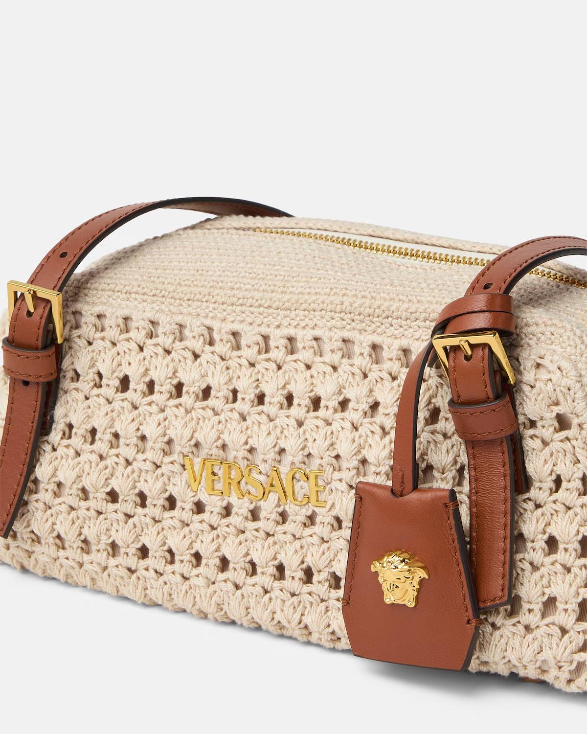 Versace Tag Raffia Bowling Bag - Image 3
