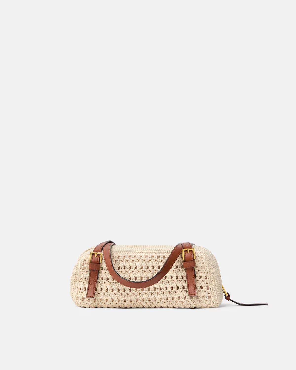 Versace Tag Raffia Bowling Bag - Image 5