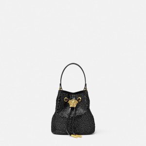 La Medusa Embellished Satin Mini Bucket Bag