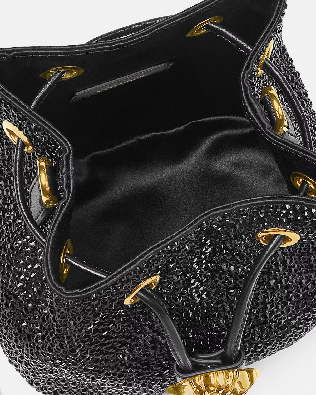 La Medusa Embellished Satin Mini Bucket Bag - Image 3