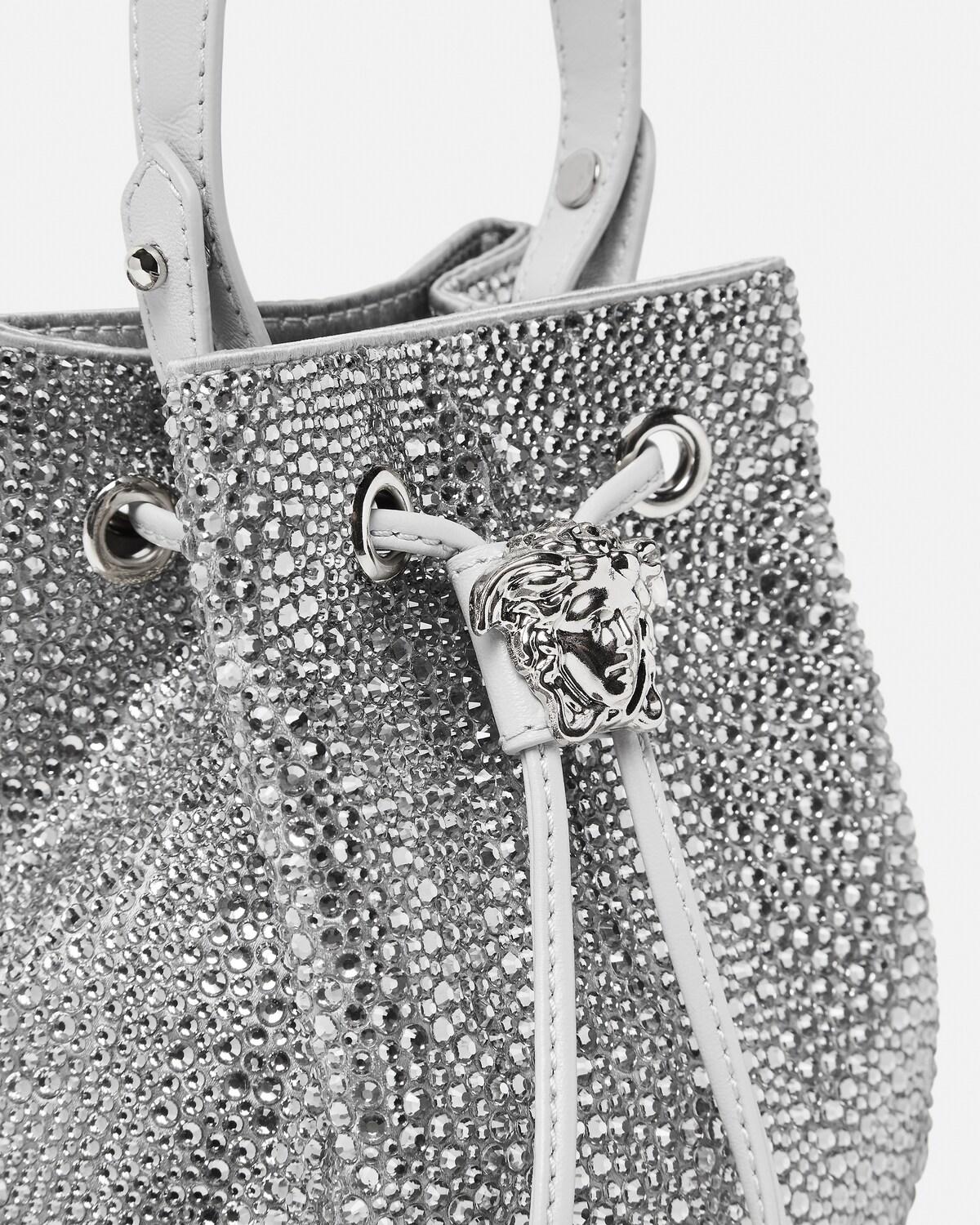 La Medusa Embellished Satin Mini Bucket Bag - Image 4