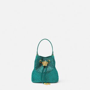 La Medusa Embellished Satin Mini Bucket Bag