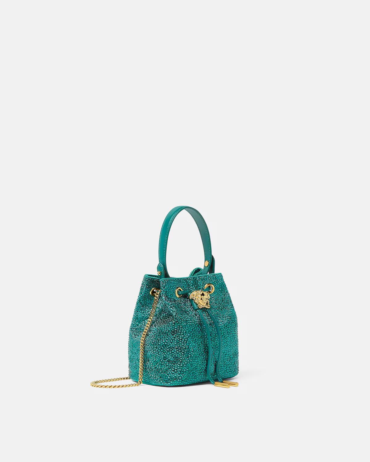 La Medusa Embellished Satin Mini Bucket Bag - Image 2