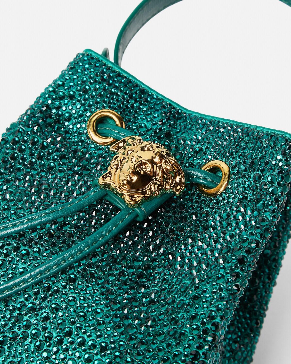 La Medusa Embellished Satin Mini Bucket Bag - Image 4
