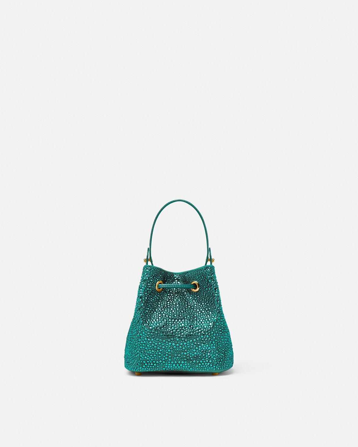 La Medusa Embellished Satin Mini Bucket Bag - Image 5