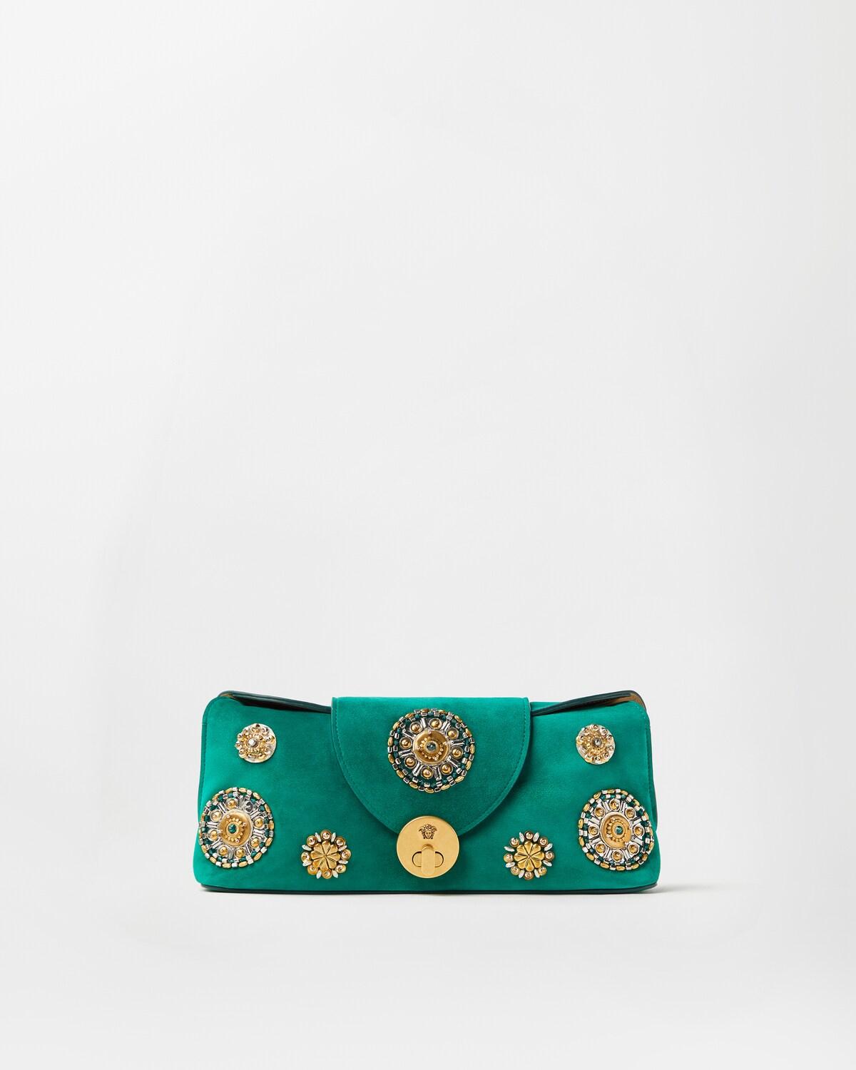 Vivian Embroidered Suede Clutch