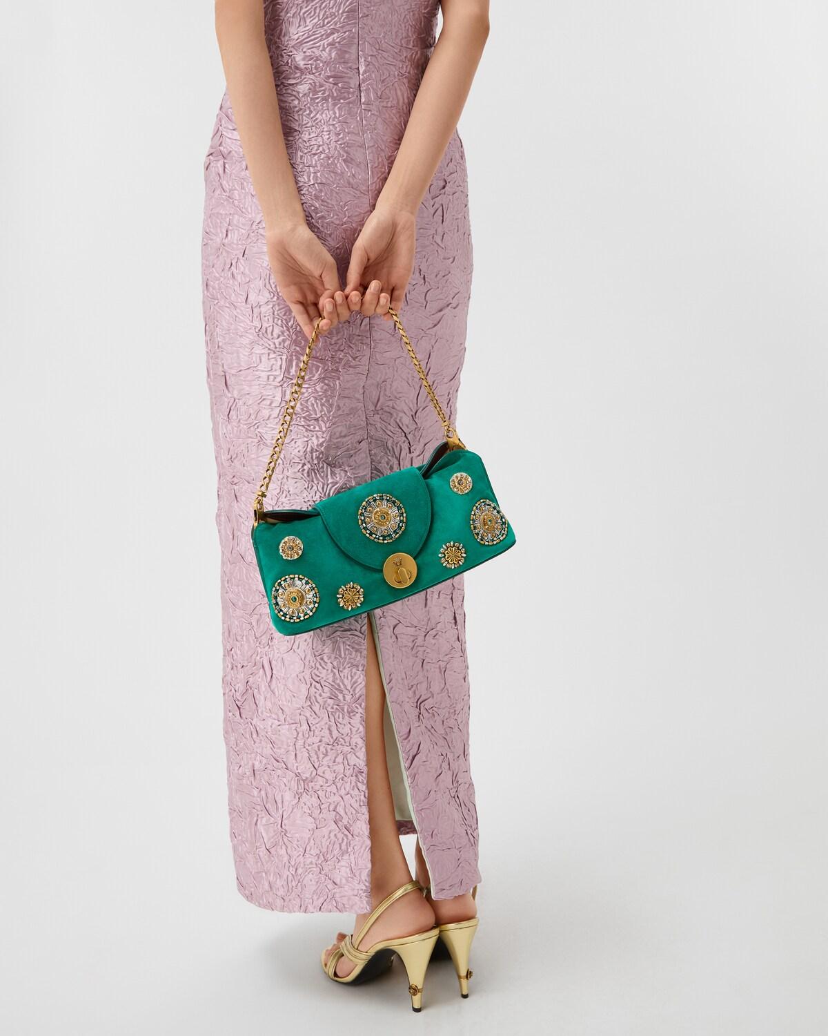 Vivian Embroidered Suede Clutch - Image 7