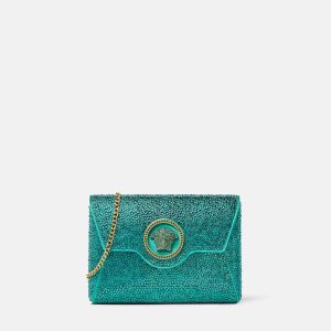 La Medusa Embellished Satin Clutch