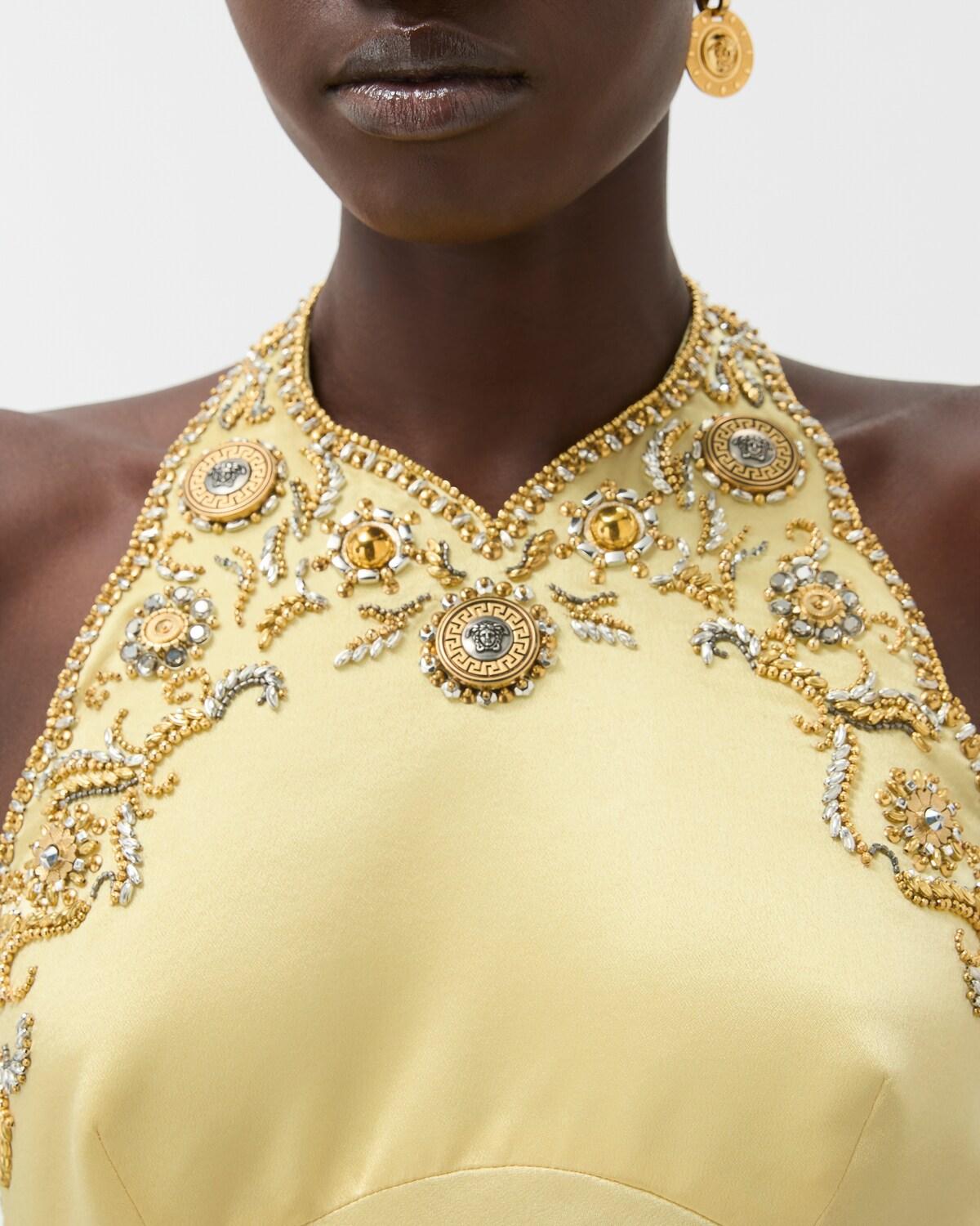 Embroidered Silk Cady Satin Mini Dress - Image 5