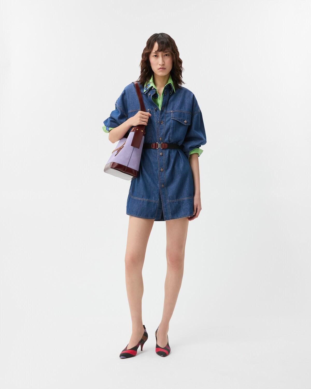 Chambray Denim Mini Dress - Image 2