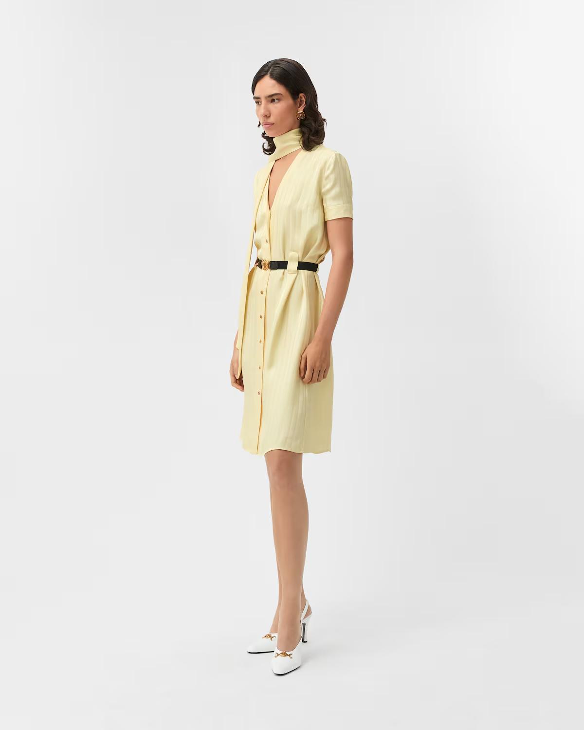 Jacquard Viscose-Silk Midi Dress - Image 4
