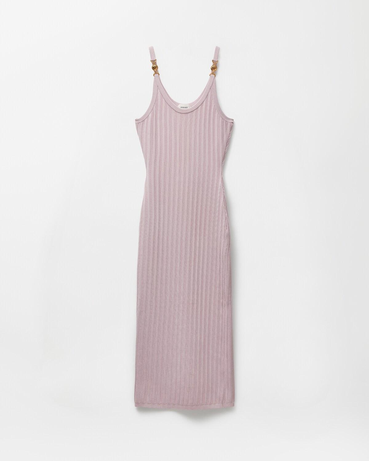 Viscose Mesh Ribbed Knit Midi Dress