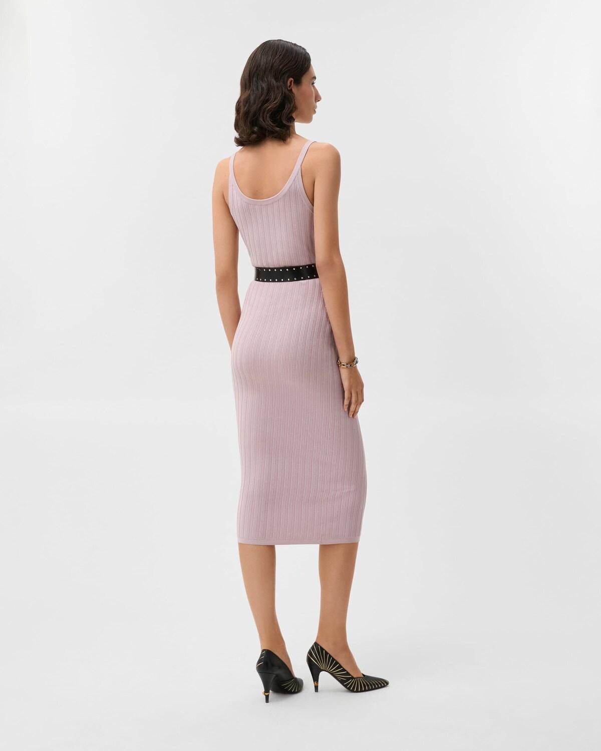 Viscose Mesh Ribbed Knit Midi Dress - Image 3