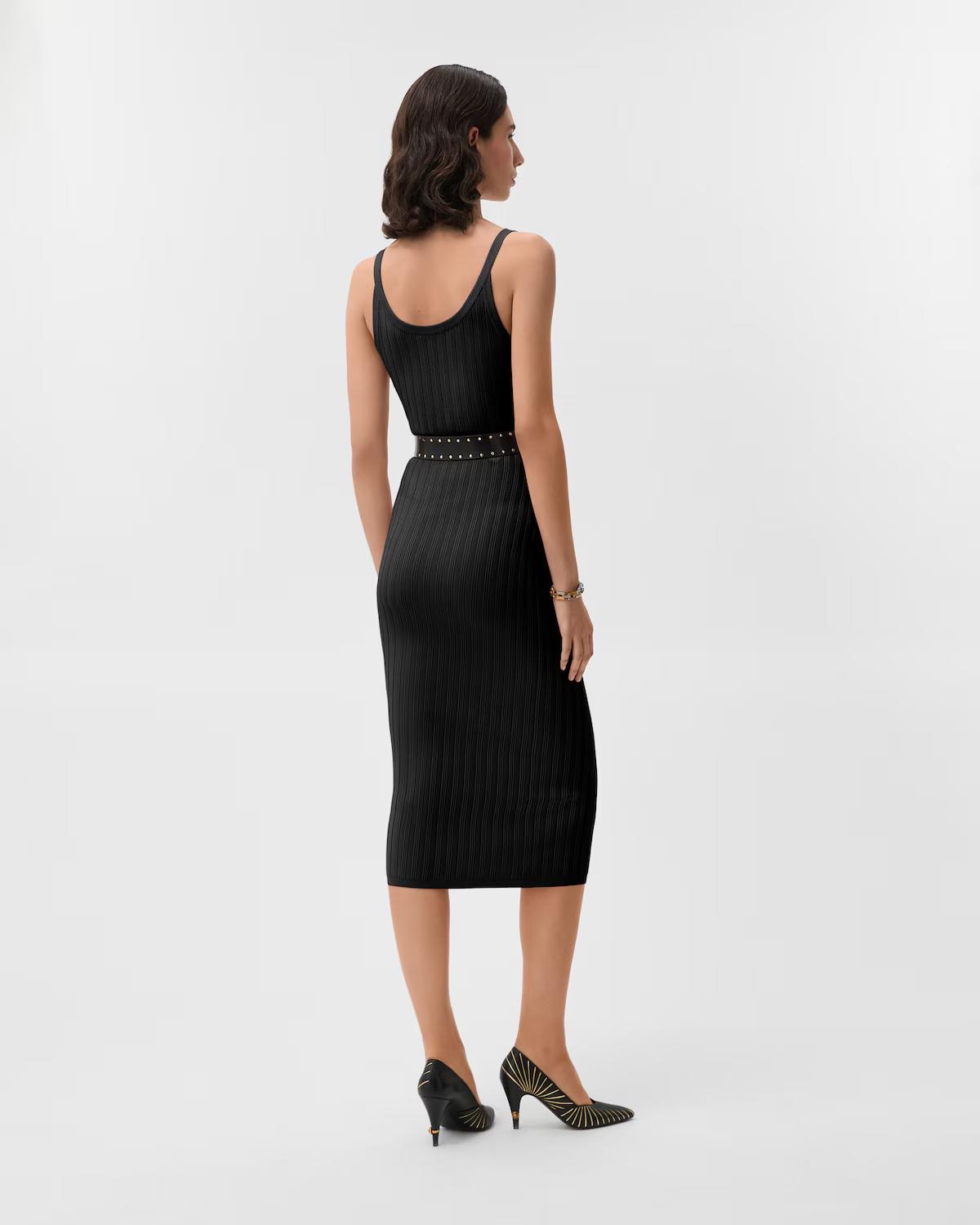 Viscose Mesh Ribbed Knit Midi Dress - Image 3
