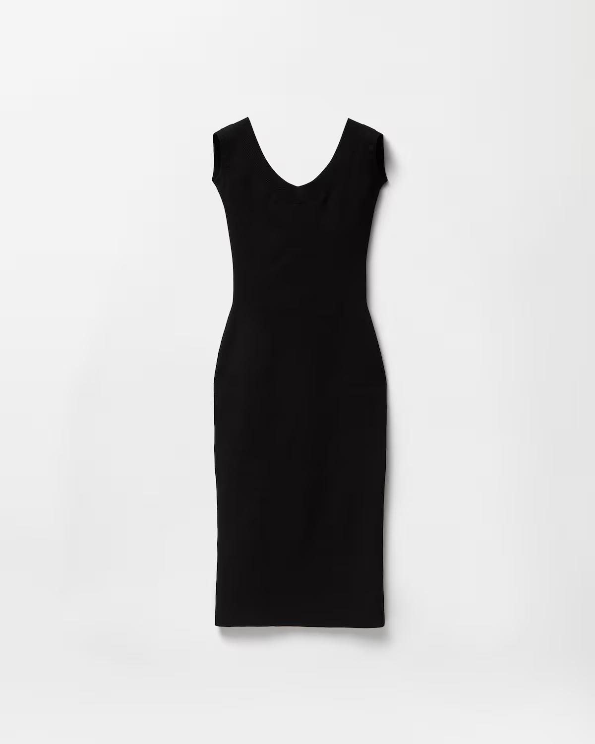 Cotton Ribbed Knit Midi Dress
