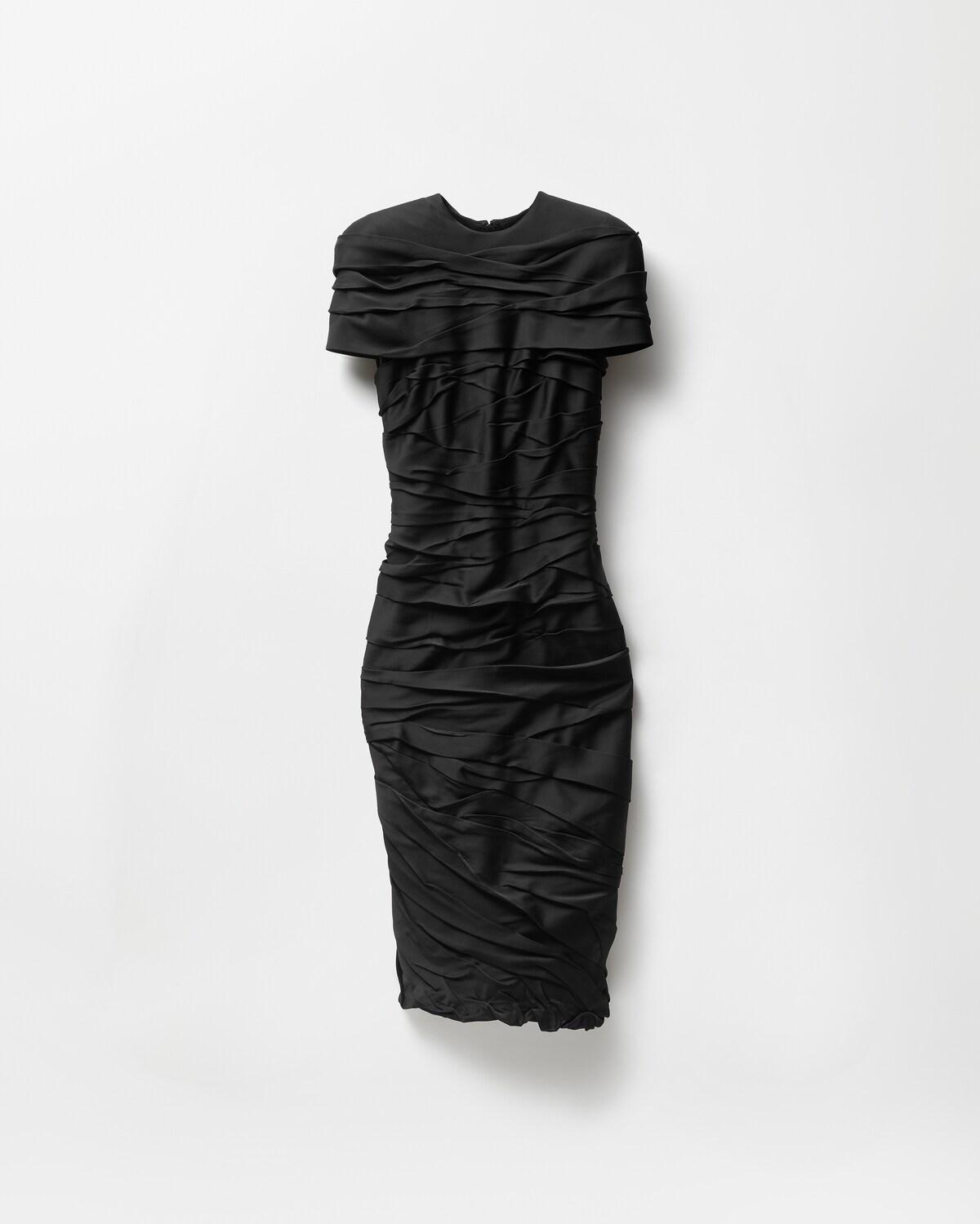 Draped Envers-Satin Midi Dress