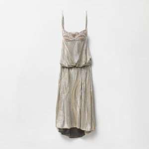 Embroidered Cr??pe de Chine Midi Dress