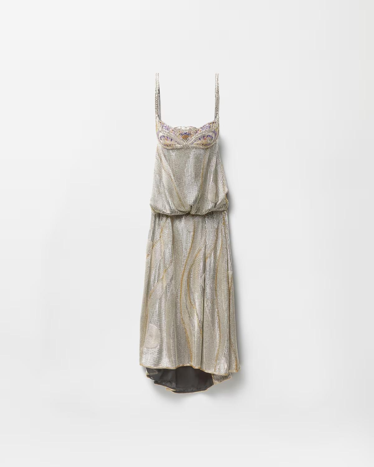 Embroidered Cr??pe de Chine Midi Dress