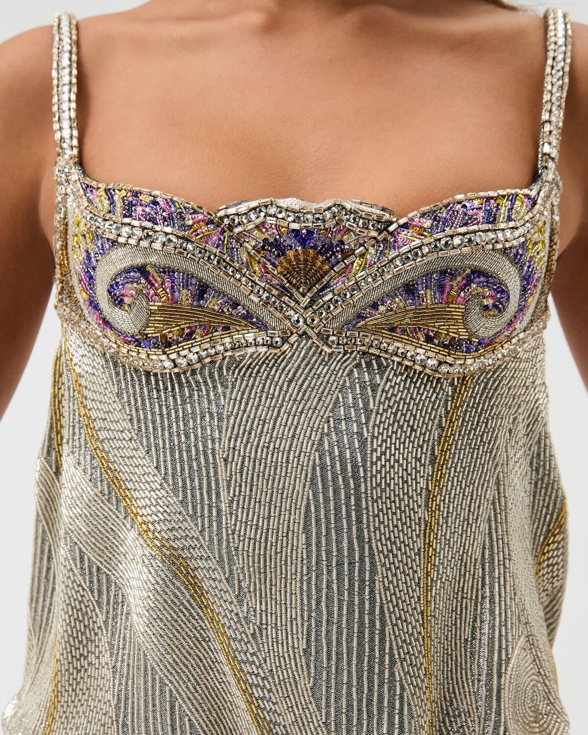 Embroidered Cr??pe de Chine Midi Dress - Image 5