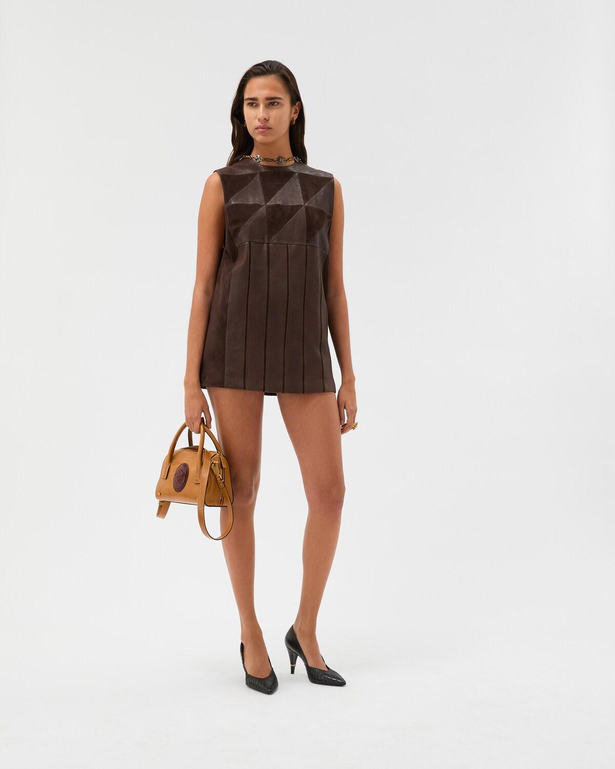 Leather Patchwork Mini Dress - Image 6