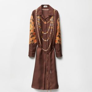 Printed Silk Twill Mini Shirt Dress
