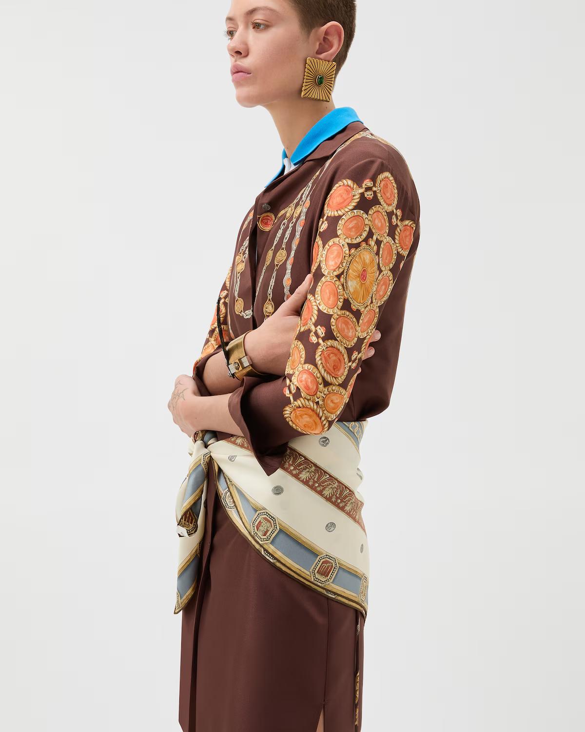 Printed Silk Twill Mini Shirt Dress - Image 4