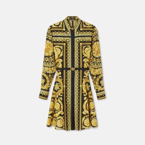 Printed Silk Twill Mini Shirt Dress