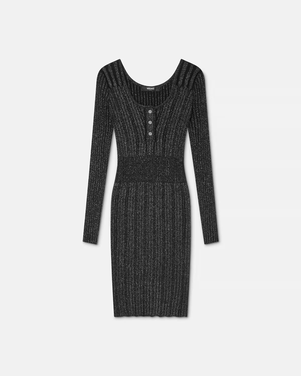 Lurex-Blend Ribbed Knit Midi Dress