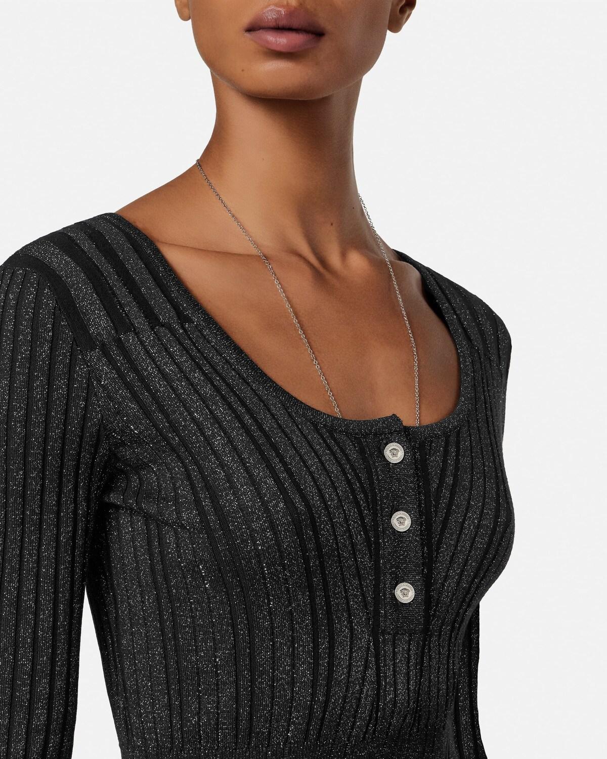 Lurex-Blend Ribbed Knit Midi Dress - Image 3