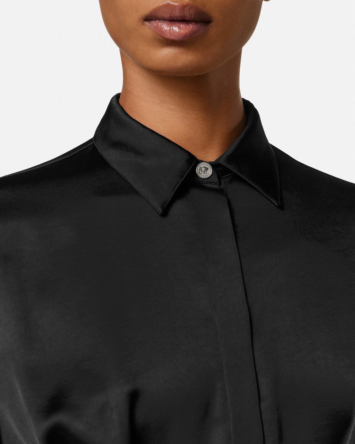 Lace-Trim Satin Mini Shirt Dress - Image 3