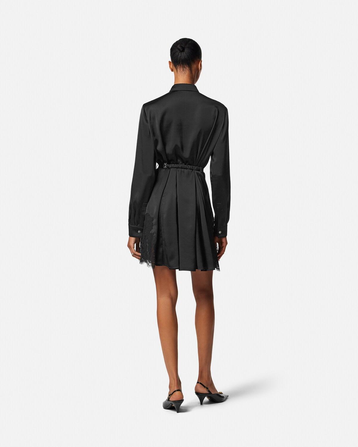 Lace-Trim Satin Mini Shirt Dress - Image 5