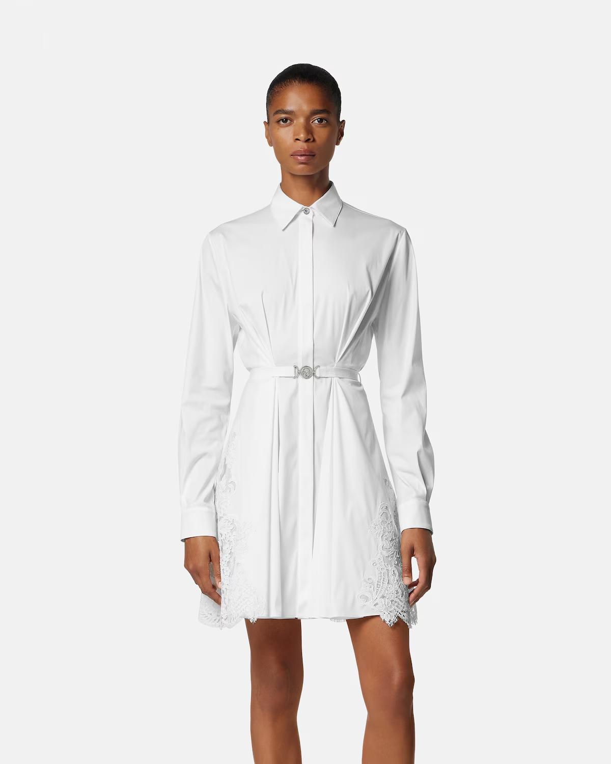 Lace-Trim Cotton-Poplin Mini Shirt Dress - Image 4