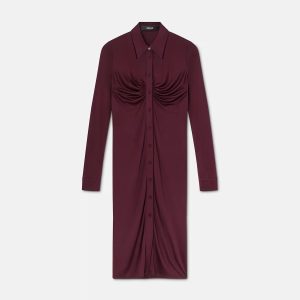 Viscose-Jersey Midi Shirt Dress
